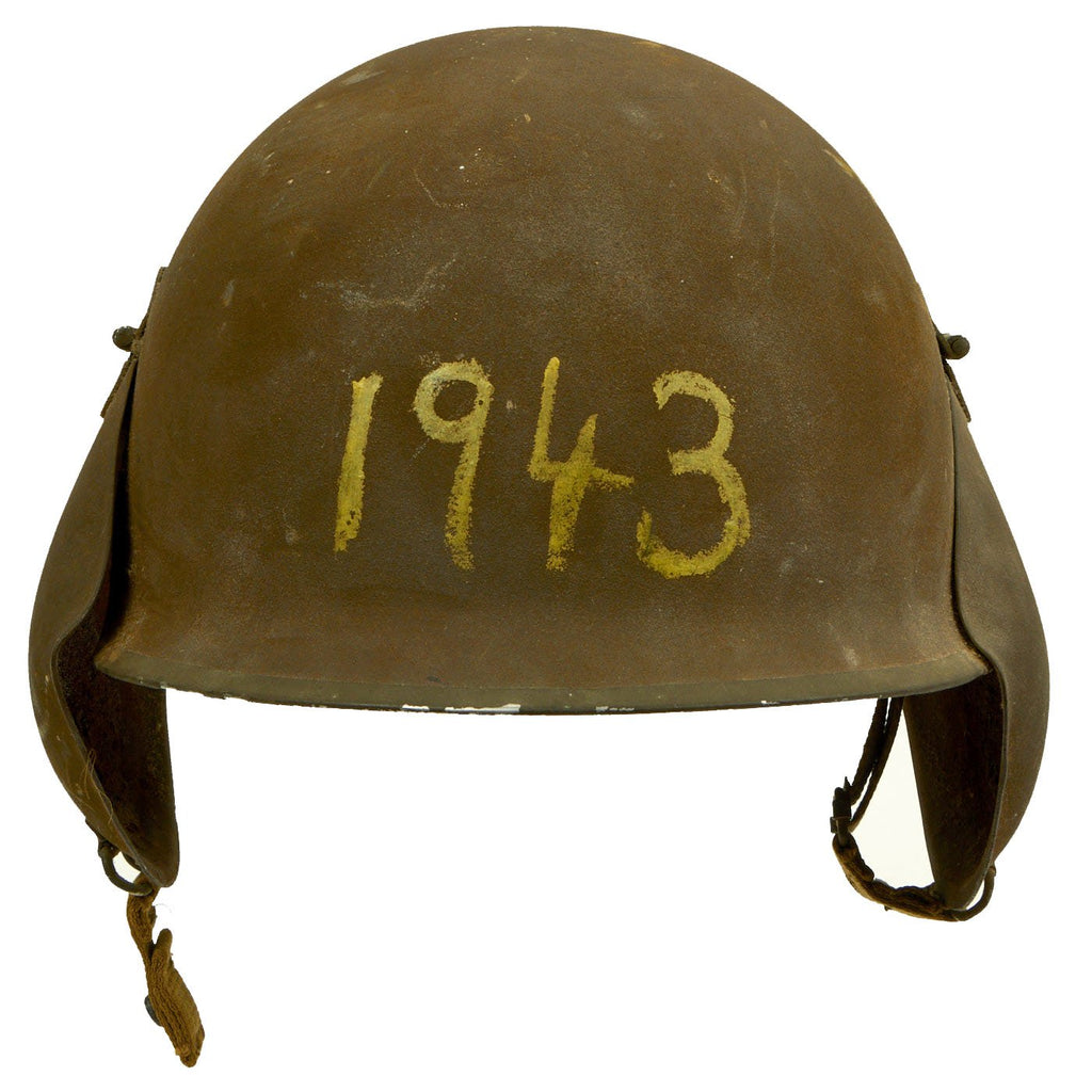 Original U.S. WWII USAAF Bomber Crew M3 Steel FLAK Helmet - Complete Rigging Original Items