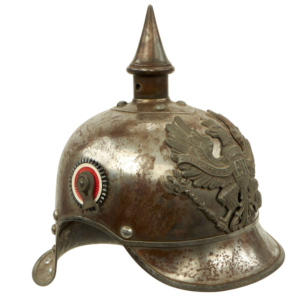 Original Imperial German WWI Prussian M1915 Line Kürassier Lobster Tail Pickelhaube Helmet - Dated 1916 Original Items