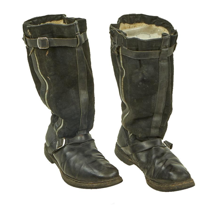 Original German WWII 1940 Luftwaffe Dual-Zip Pilot Boots Original Items