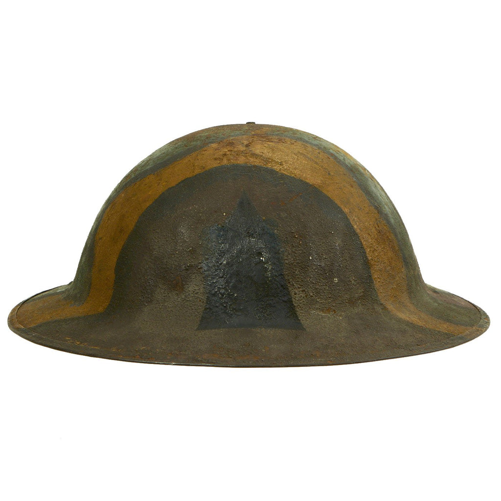 Original U.S. WWI M1917 Doughboy Helmet with Multi-Colored Camouflage Paint and Unknown Unit Marking Original Items