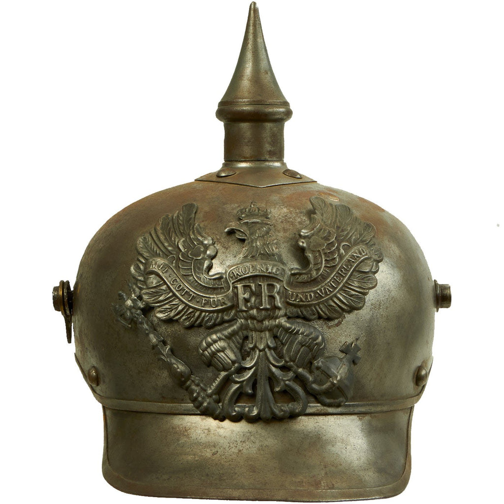 Original Imperial German WWI Prussian M1915 Line Kürassier Lobster Tail Pickelhaube Helmet by  Schultz & Holdenfleiss - Dated 1916 Original Items