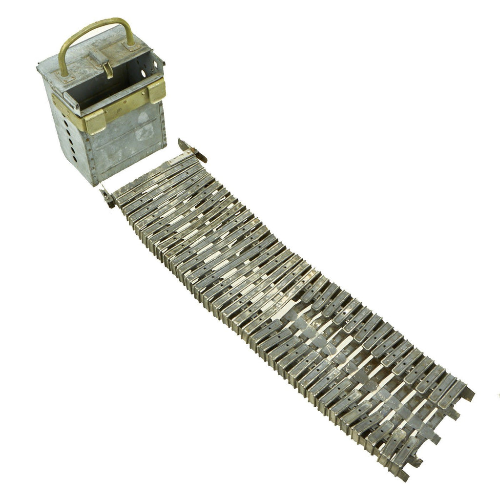Original U.S. WWII B-17 Aircraft .50 Cal 30- Round Ammunition Box with Flexible Feed Chute Section Original Items