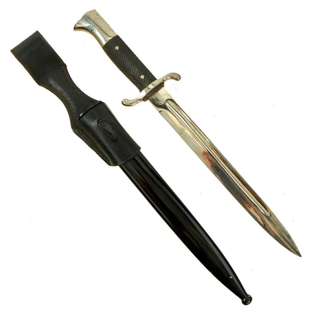 Original German WWII Fireman's Short Dress Bayonet by F.W. Holler with Scabbard and Frog Original Items