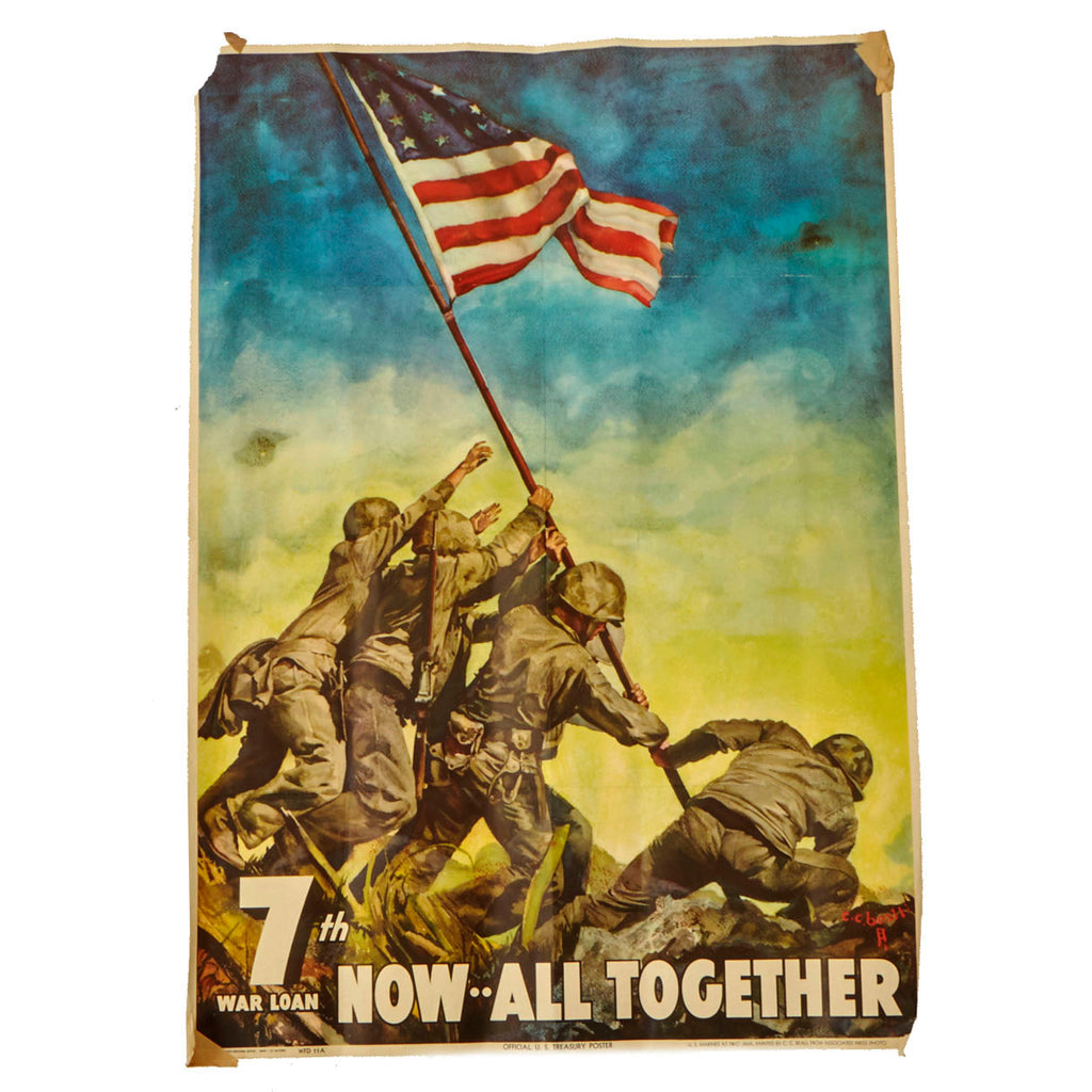 Original U.S. WWII 7th War Loan Propaganda Poster - Iwo Jima “Now All Together” Original Items