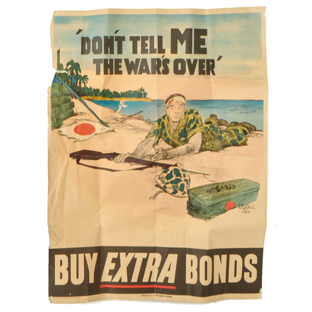 Original U.S. WWII War Bonds Propaganda Poster USMC - Don't Tell ME The War's Over - 16.75" X 22" Original Items