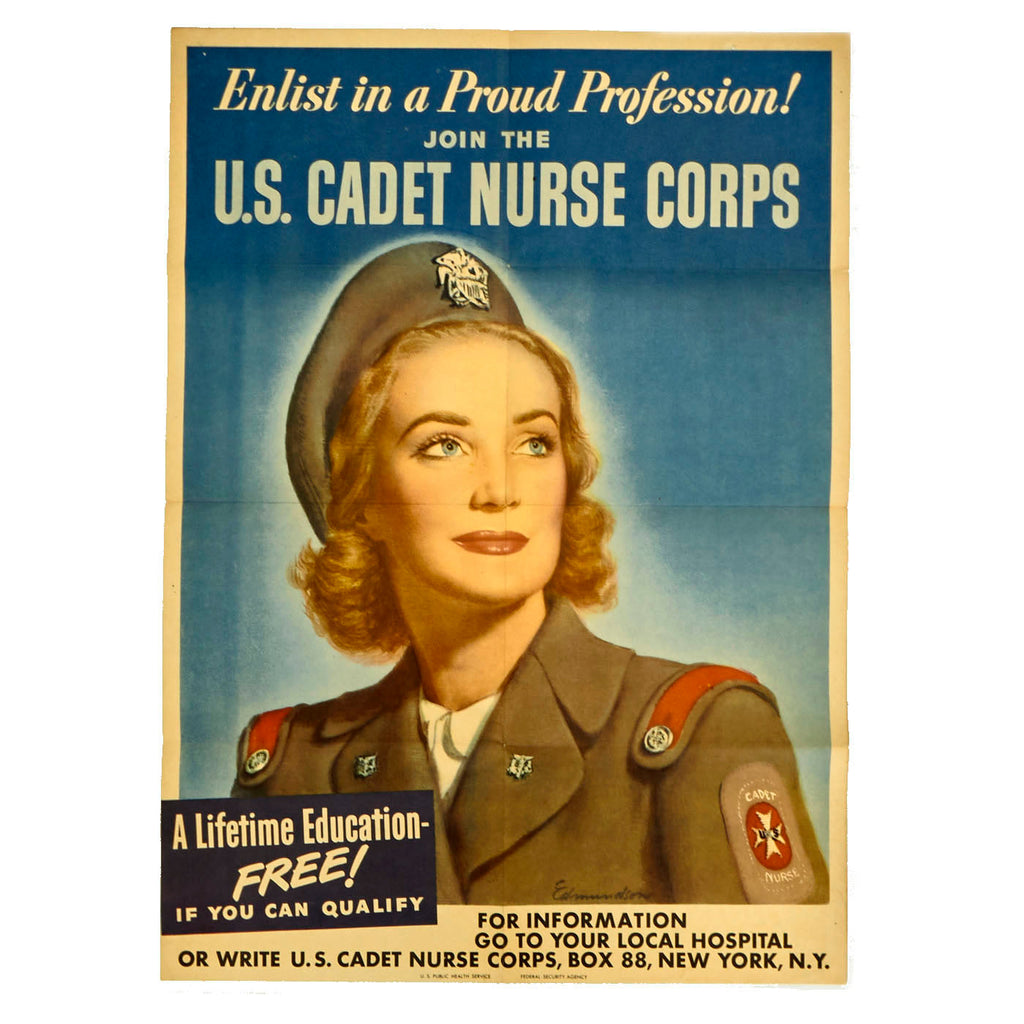 Original U.S. WWII 1943 Enlist in a Proud Profession! U.S. Cadet Nurse Corps Poster - 20" x 28" Original Items