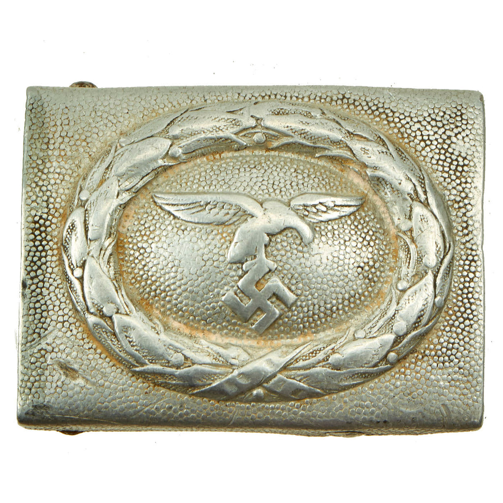Original German WWII Early EM/NCO Luftwaffe Pebbled "Droop Tail" Eagle Aluminum Belt Buckle Original Items