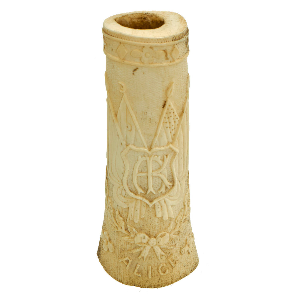 Original British WWI Lancaster Prisoner of War Camp German POW Art - Carved Beef Bone “Trench Art” Original Items