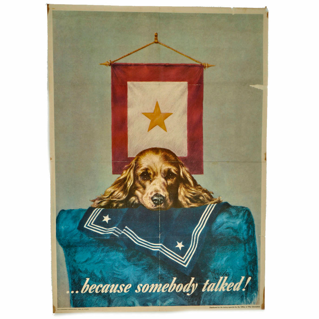 Original U.S. WWII “Careless Talk” Poster - Cockerspaniel Poster By Wesley Heyman 28” x 20” Original Items