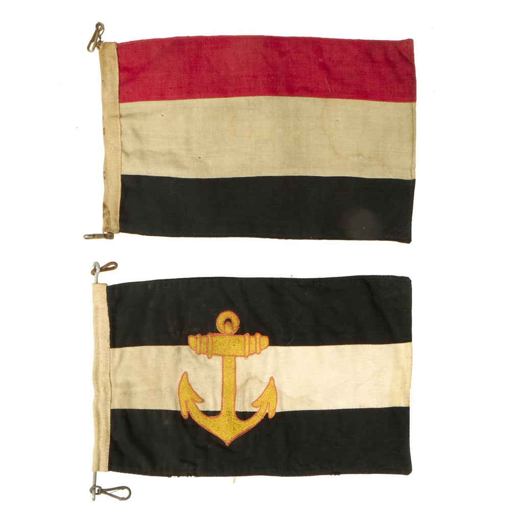 Original WWI Imperial German Navy Set of Two Small Staff Vehicle Pennant Flags - both 7 1/2" x 12" Original Items