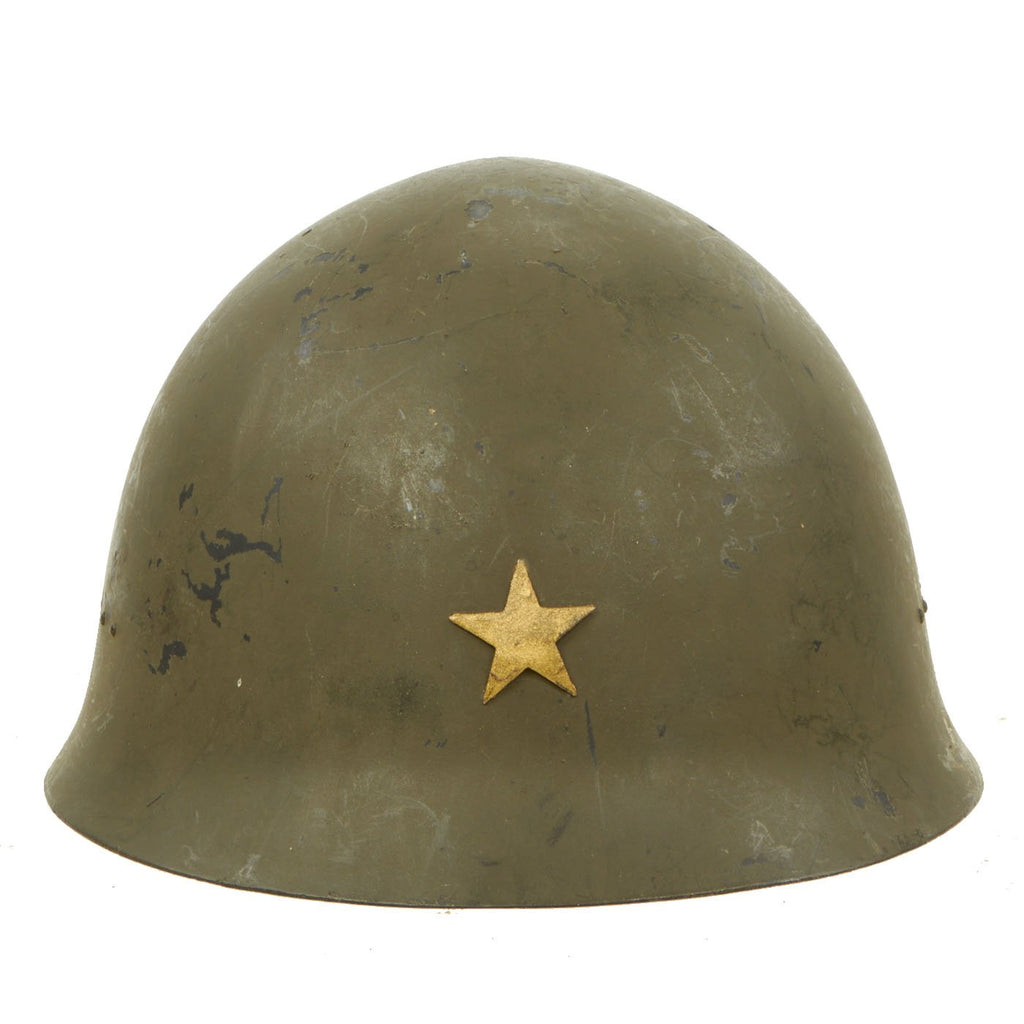 Original Japanese WWII Type 92 Army Combat Helmet Shell with Chinstrap - Tetsubo Original Items