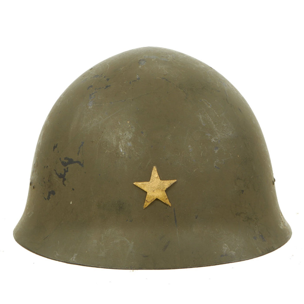 Original Japanese WWII Type 92 Army Combat Helmet Shell with Chinstrap - Tetsubo Original Items