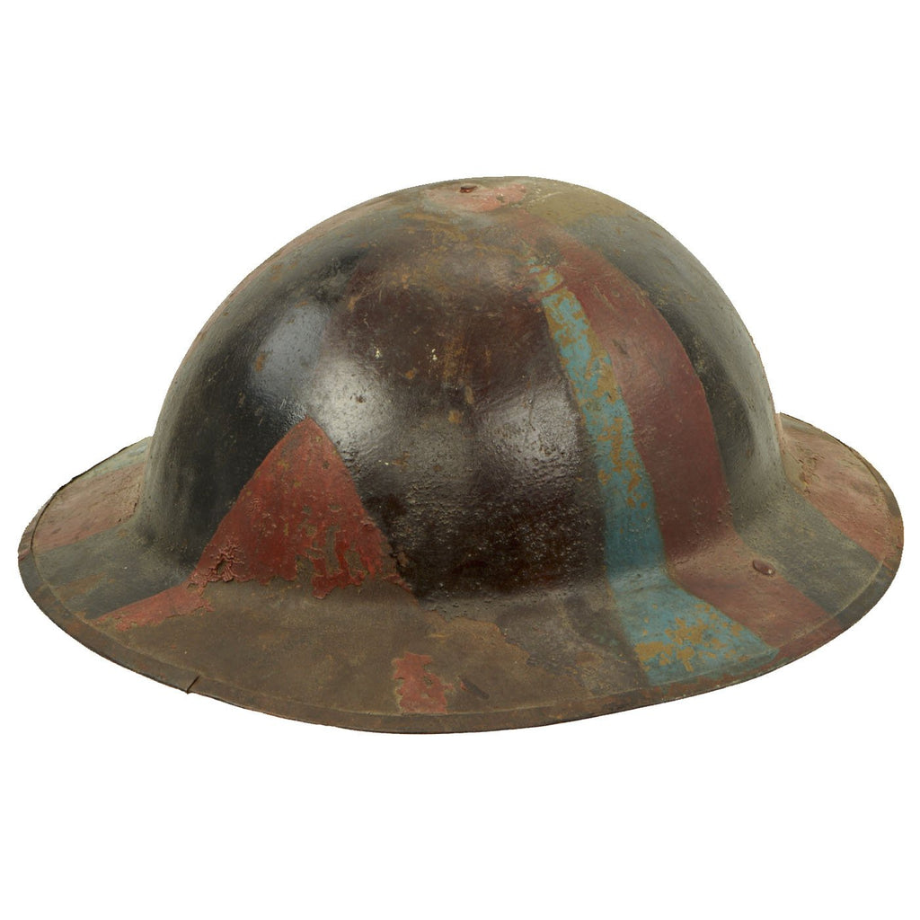 Original U.S. WW1 M1917 British Made Camouflage Painted Doughboy Helmet with Liner Original Items