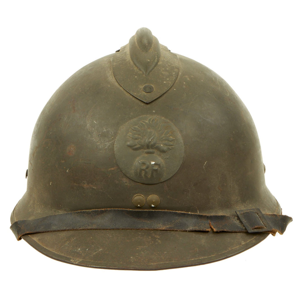 Original WWII French Model 1926 Adrian Infantry Helmet - Olive Green Original Items