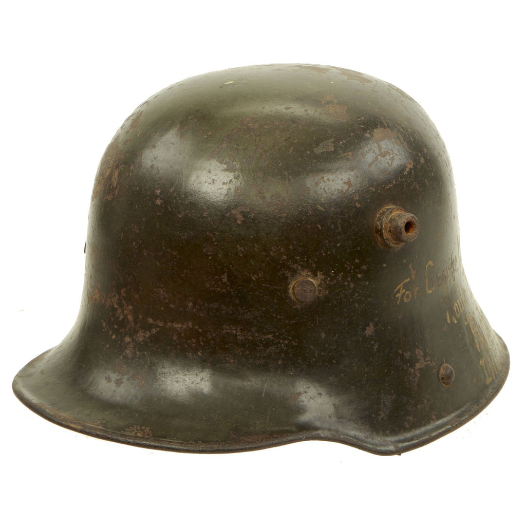 Original Imperial German WWI M1916 Stahlhelm Helmet - U.S. 47th Aero Squadron Veteran Bringback Send-Home Souvenir Helmet Original Items