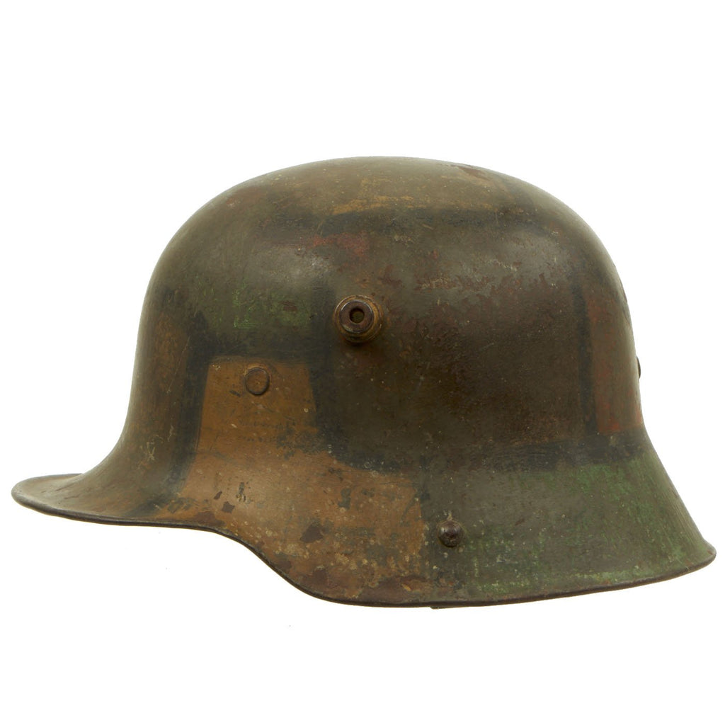 Original Imperial German WWI M16 Stahlhelm Helmet Shell with Panel Camouflage Paint - marked G. 62 Original Items