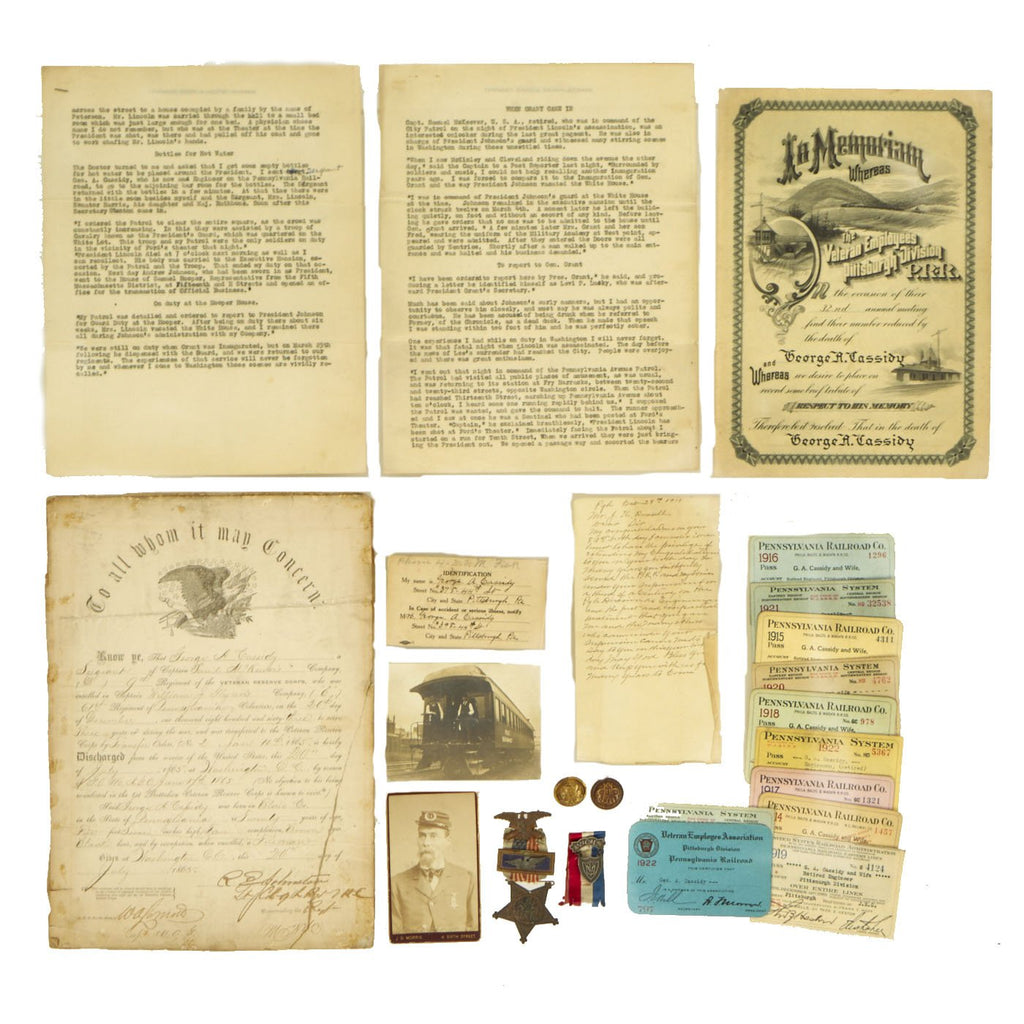 Original U.S. Civil War President Lincoln Assignation Patrol Guard Named Document and Photo Grouping Original Items