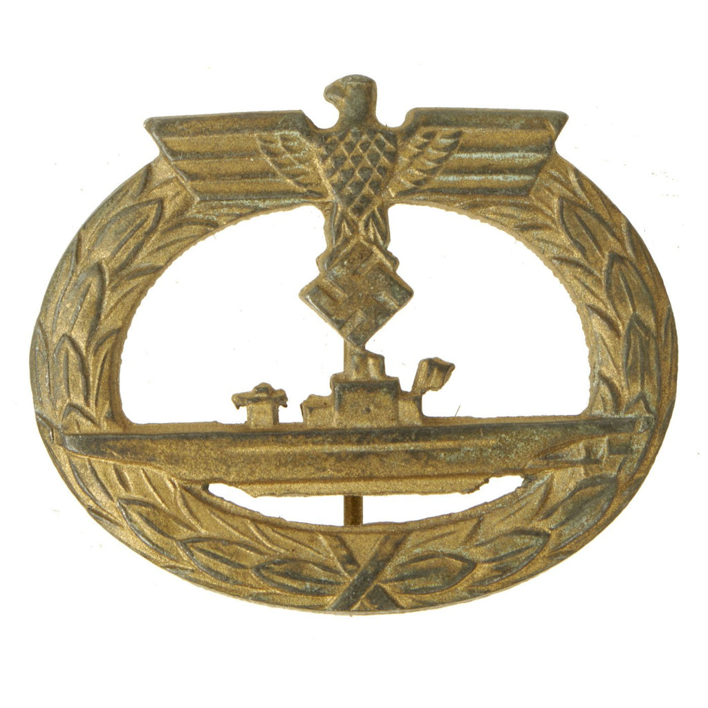 Original German WWII Kriegsmarine Metal U-Boat War Badge by Rudolph Souval - U-Boot-Kriegsabzeichen Original Items