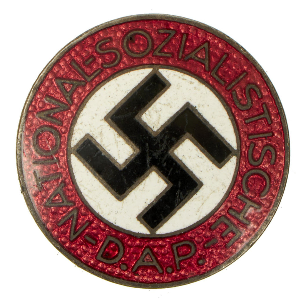 Original German WWII NSDAP Enamel Party Membership Badge Pin by Karl Wurster - RZM M1/34 Original Items