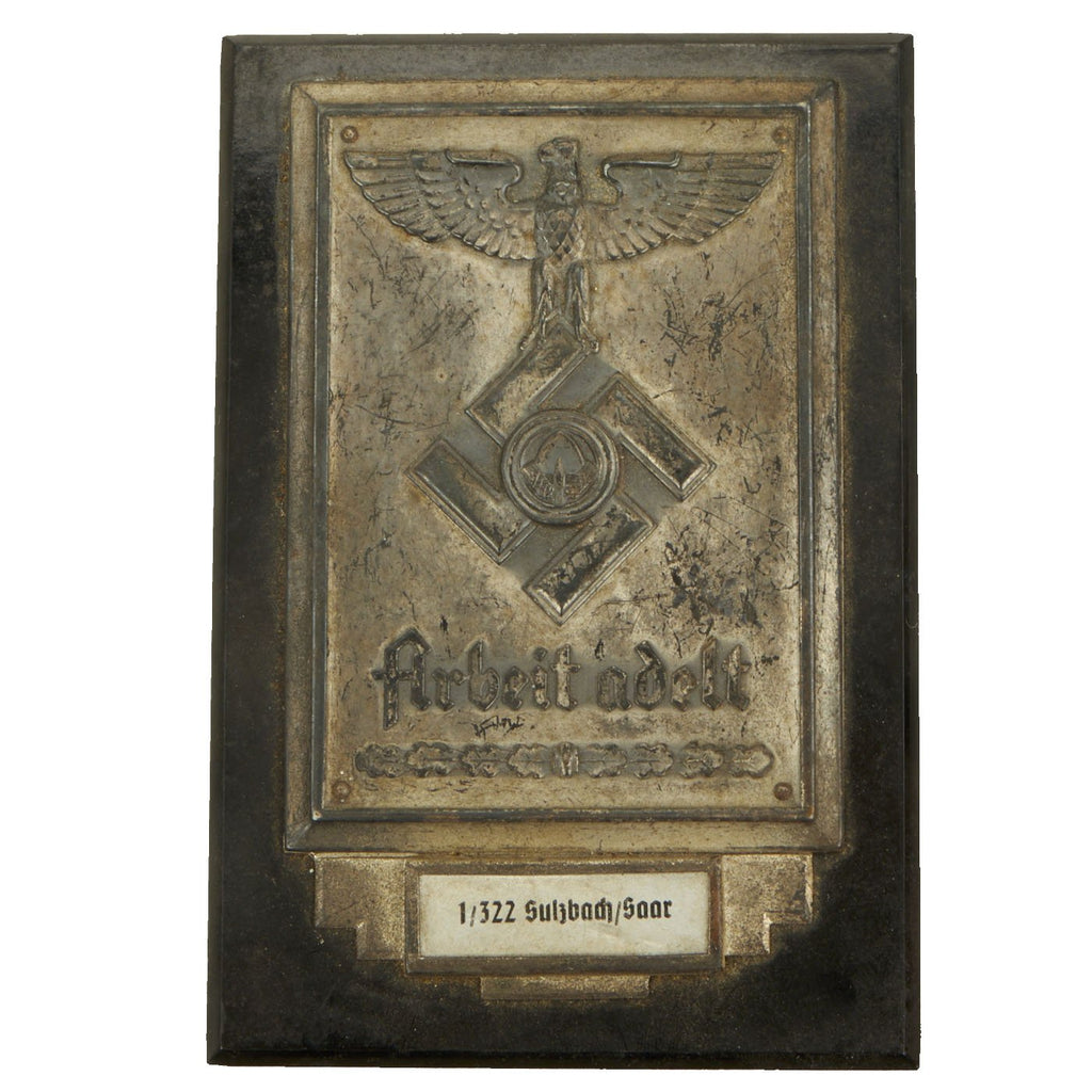 Original German WWII RAD Reich Labor Service Plaque from Sulzbach / Saar - Reichsarbeitsdienst Original Items