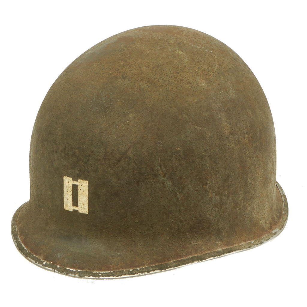 Original U.S. WWII Captain's McCord Front Seam Fixed Bale M1 Helmet with Rare Inland Liner Original Items
