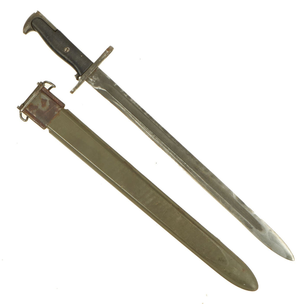Original U.S. WWII M1942 16" Garand Rifle Bayonet by U.F.H. with M3 Scabbard - dated 1942 Original Items
