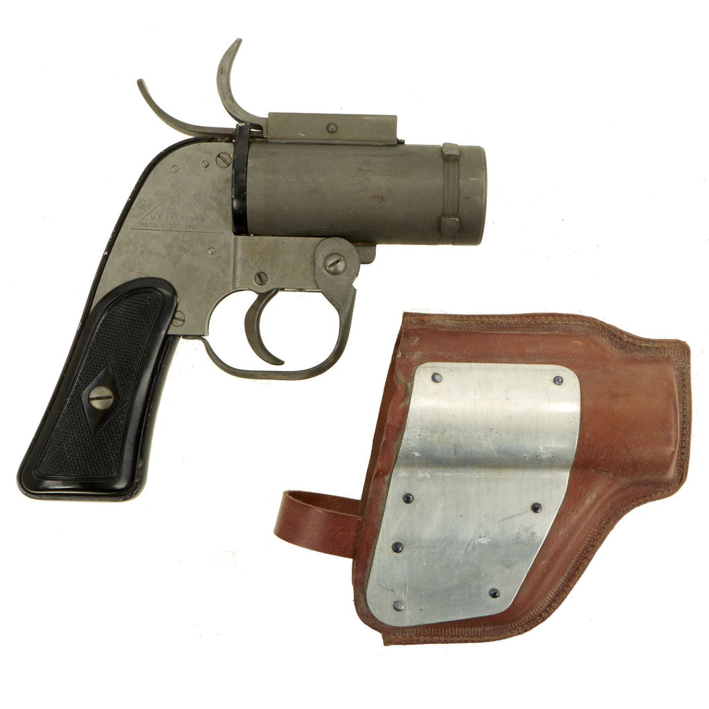 Original U.S. WWII M8 Pyrotechnic 37mm Flare Signal Pistol by Eureka Vacuum With Canadian Made Holster Original Items