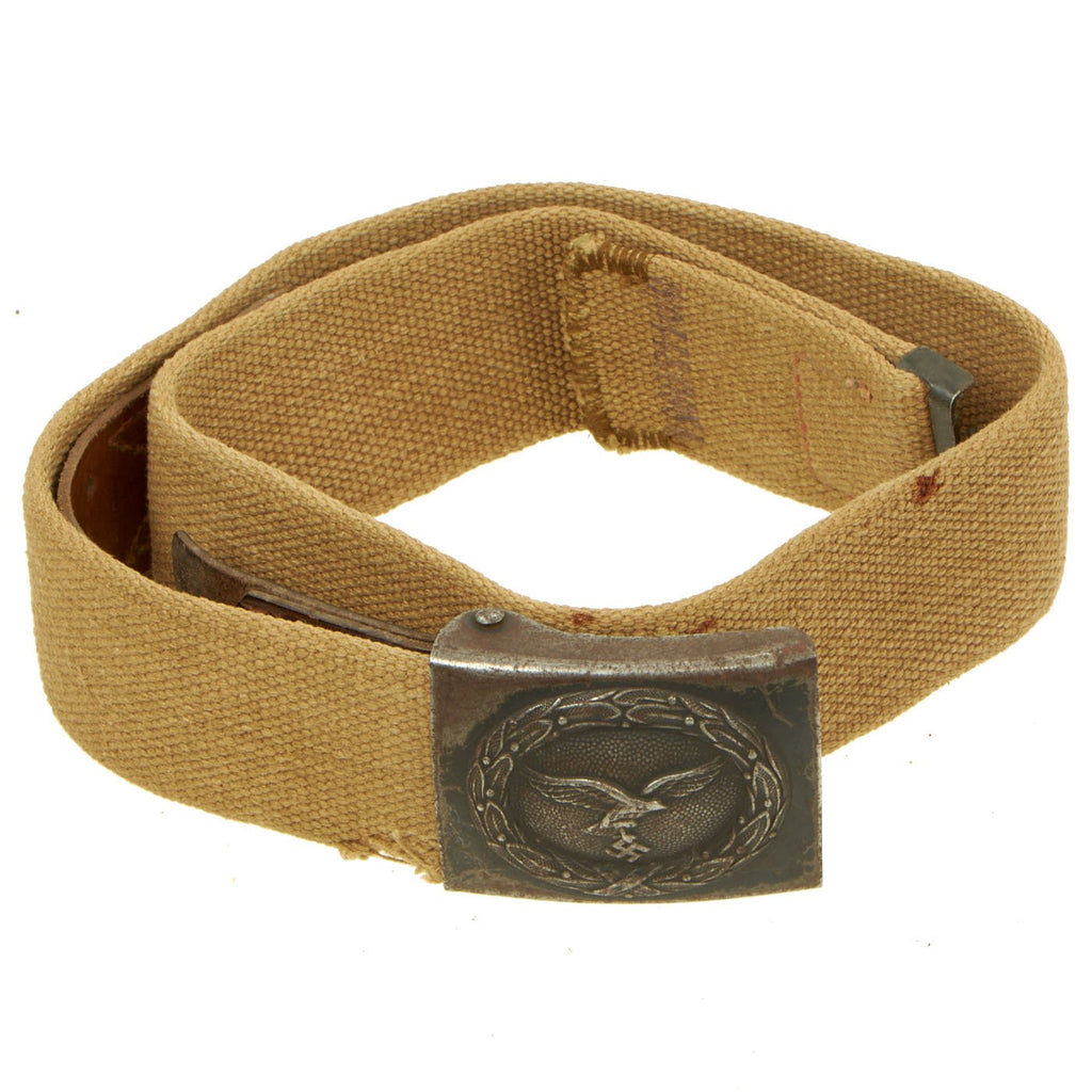 Original German WWII Rare Luftwaffe Afrikakorps DAK Web Belt with Steel Buckle by Noelle & Hueck dated 1940 Original Items