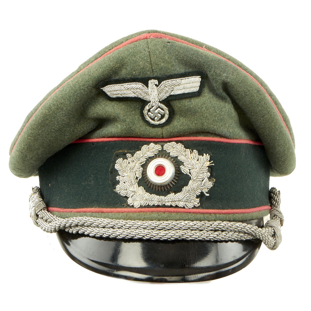 Original German WWII Service Worn Army Heer Panzer Officers Schirmmütze Visor Crush Cap Original Items