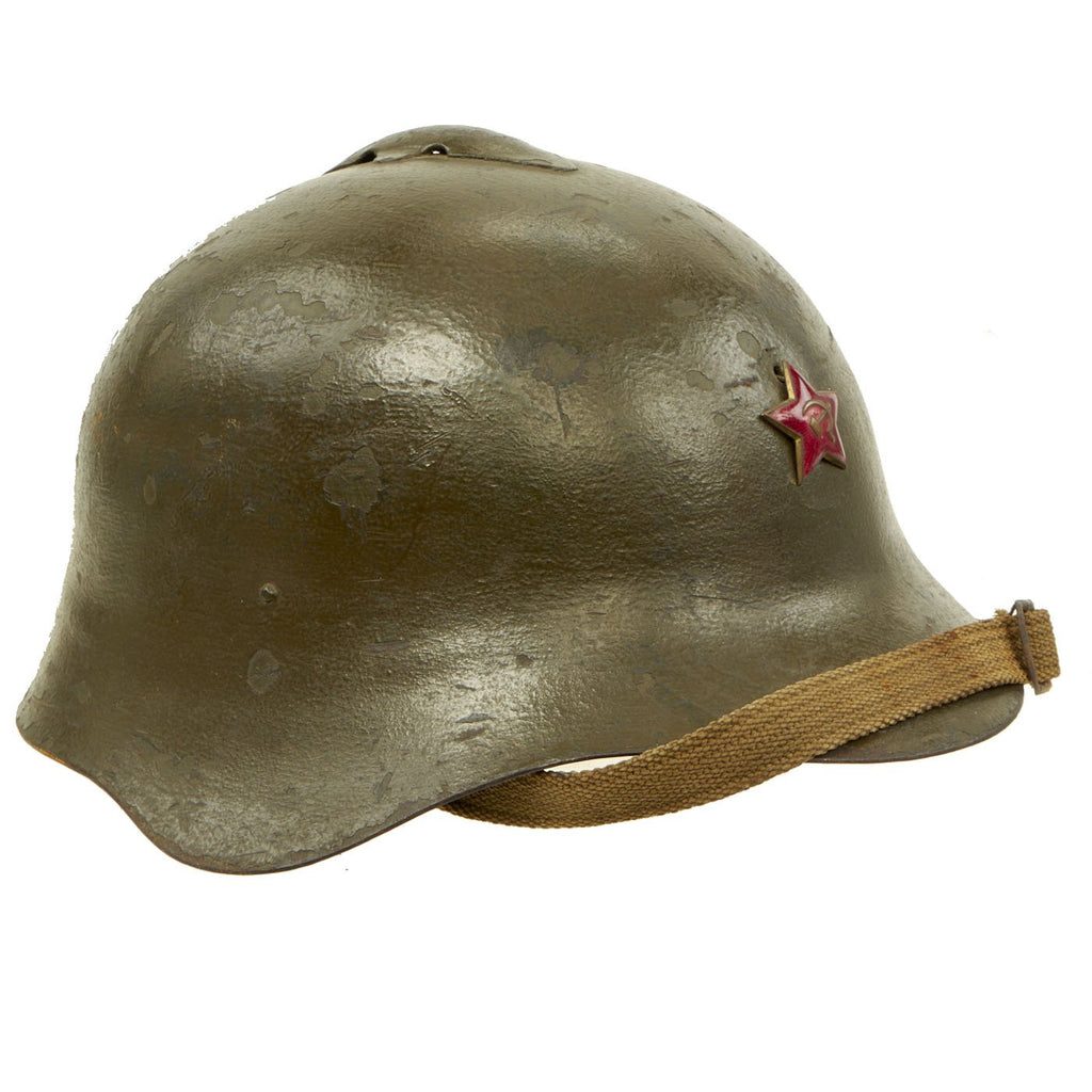 Original WWII Russian M36 Soviet SSh-36 Steel Combat Helmet with Cloth Liner & Star Badge Original Items