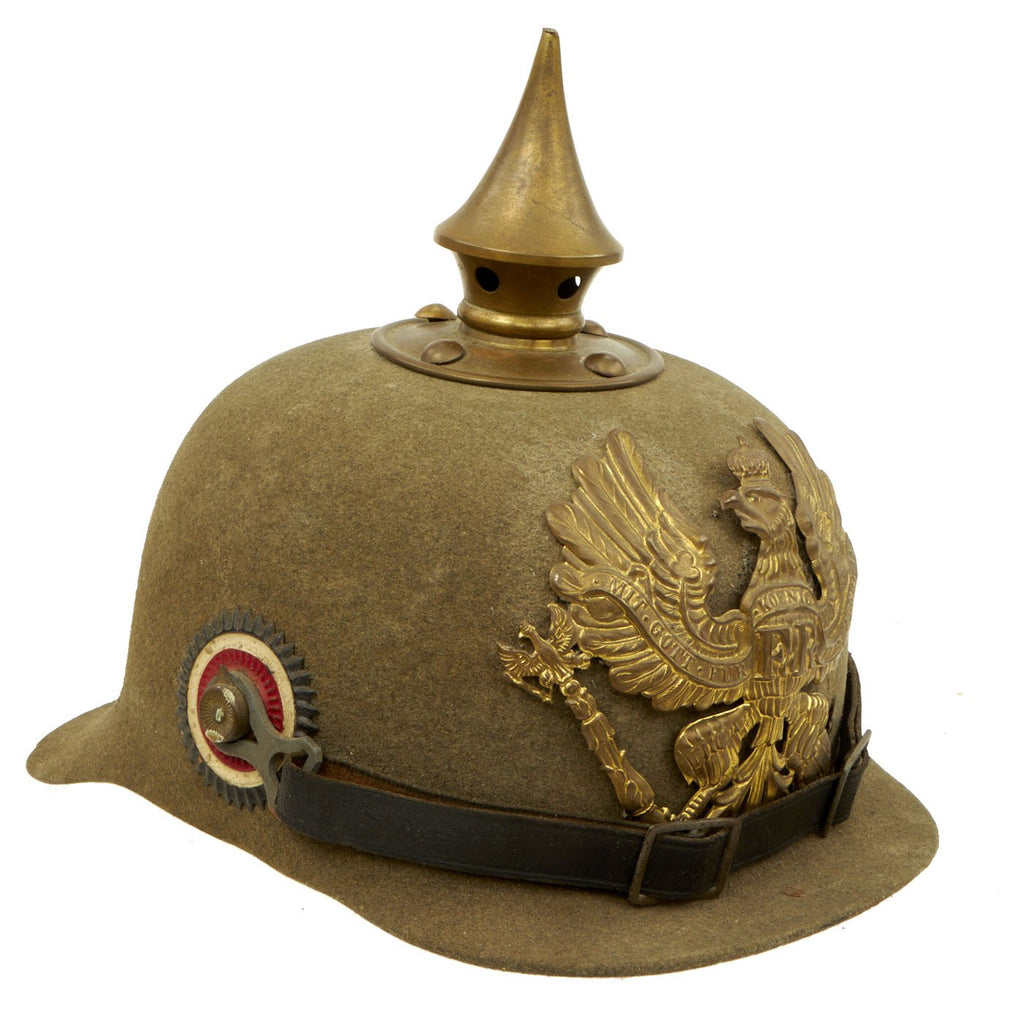 Original Imperial German WWI Prussian M1895 Infantry Ersatz Felt Pickelhaube Fitzhelme Spiked Helmet - Rare Simplified Pattern Original Items