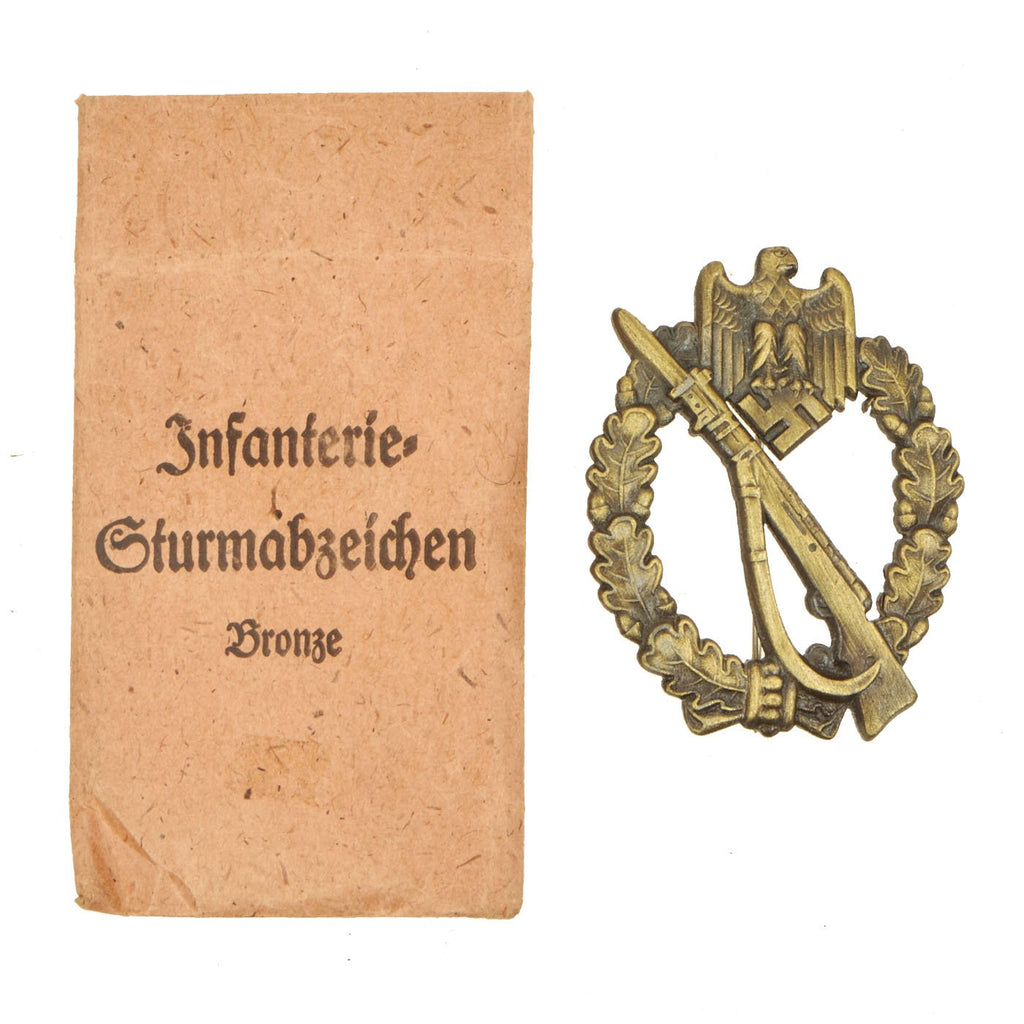 Original German WWII Unissued Gold Grade Infantry Assault Badge by Josef Feix & Söhne in Packet Original Items