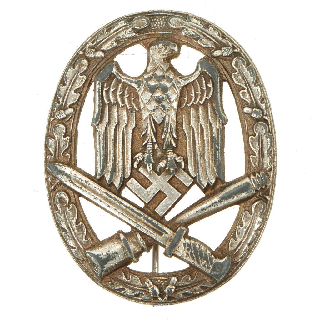 Original German WWII Silver Grade Dish Back General Assault Badge Attributed to Rudolf Karneth Original Items