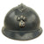 Original French WWI Early Issue Model 1915 Adrian Helmet in Horizon Blue with Infantry Badge and Unit Markings Original Items