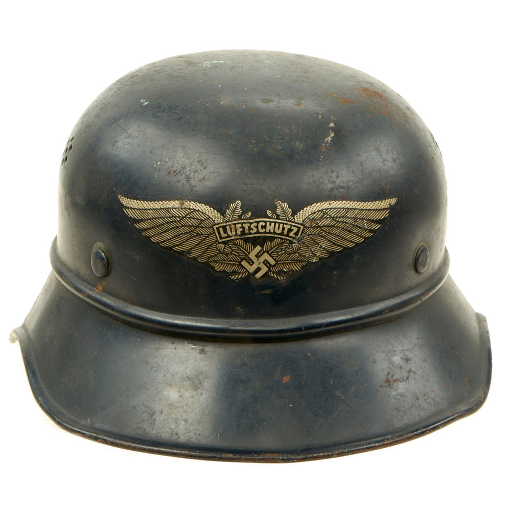 Original German WWII M38 Luftschutz Gladiator Air Defense Helmet - marked and dated 1938 Original Items