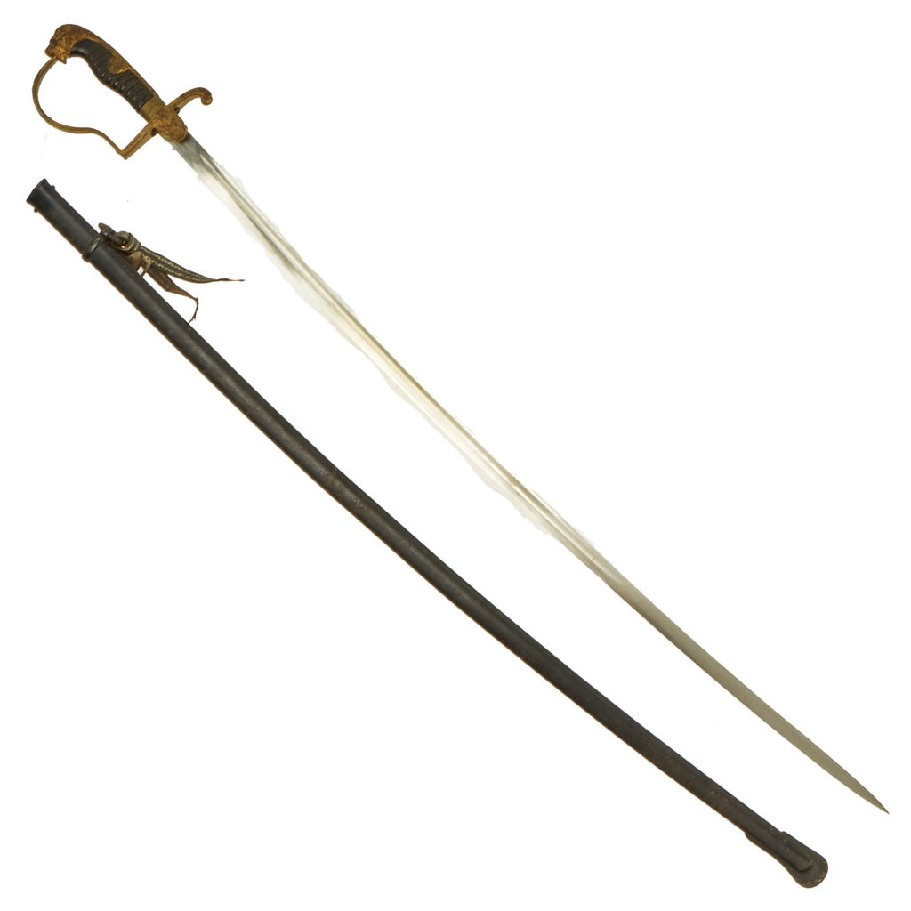 Original German WWII Officer's Lion Head Sword with Scabbard by ALCOSO of Solingen circa 1936 - 1940 Original Items