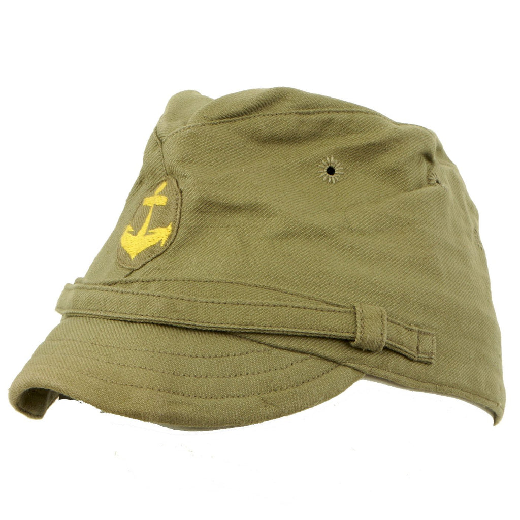 Original WWII Japanese Naval Landing Forces Officer Cotton Forage Cap - SNLF Original Items