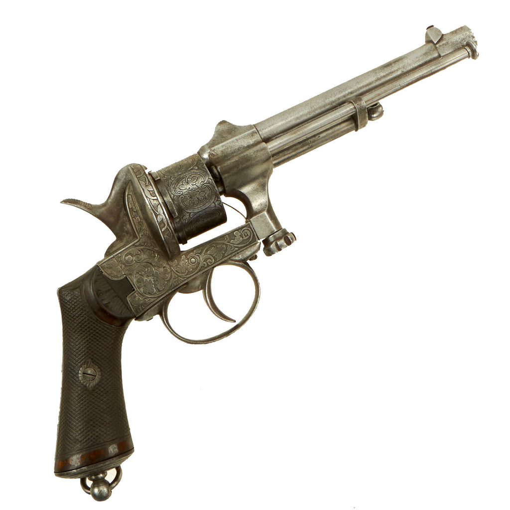 Original U.S. Civil War Era Belgian 9mm Pinfire Double Action Engraved Revolver marked MARIETTE BREVETE - c. 1860 Original Items
