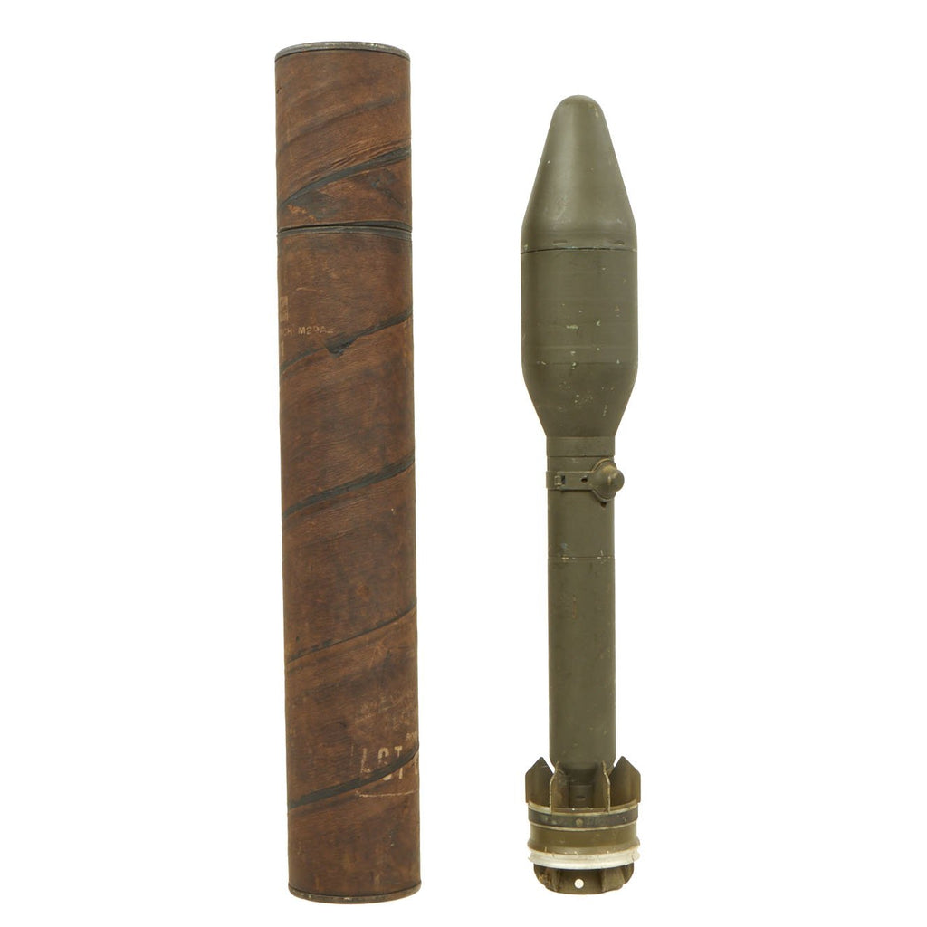 Original U.S. Korean War Era M20 A1 B1 3.5 Inch Super Bazooka M29A2 Inert Practice Rocket with Original Storage Tube Original Items
