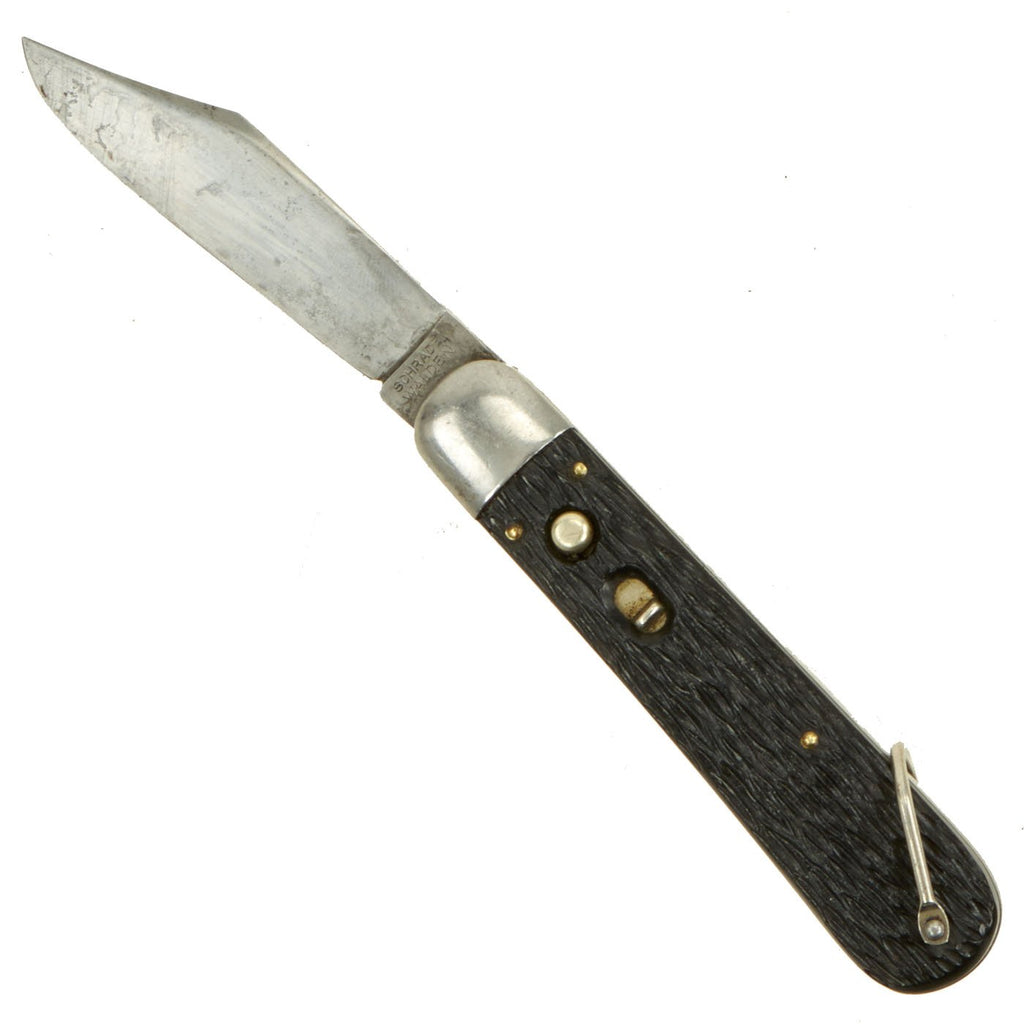 Original U.S. WWII style Korean War Airborne Schrade Walden NY M2 Pocket Knife with Bail Original Items