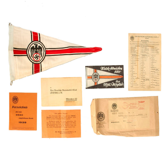 Original German WWII D.D.A.C. Membership Packet Grouping - Dated 1939 - 7 Items Original Items