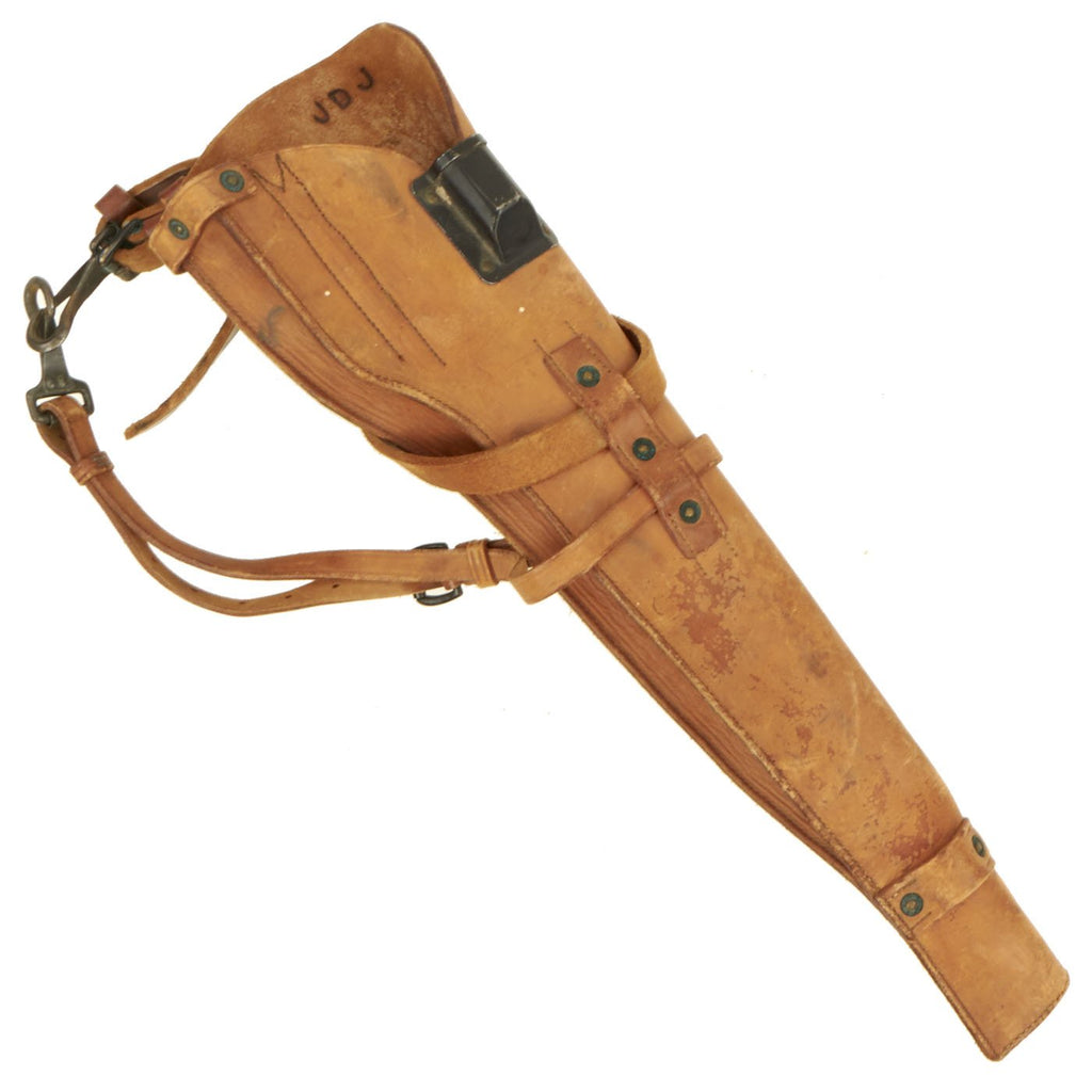 Original U.S. WWII 1943 Dated M1 Carbine Leather Scabbard by Schell Leather Goods Company Original Items
