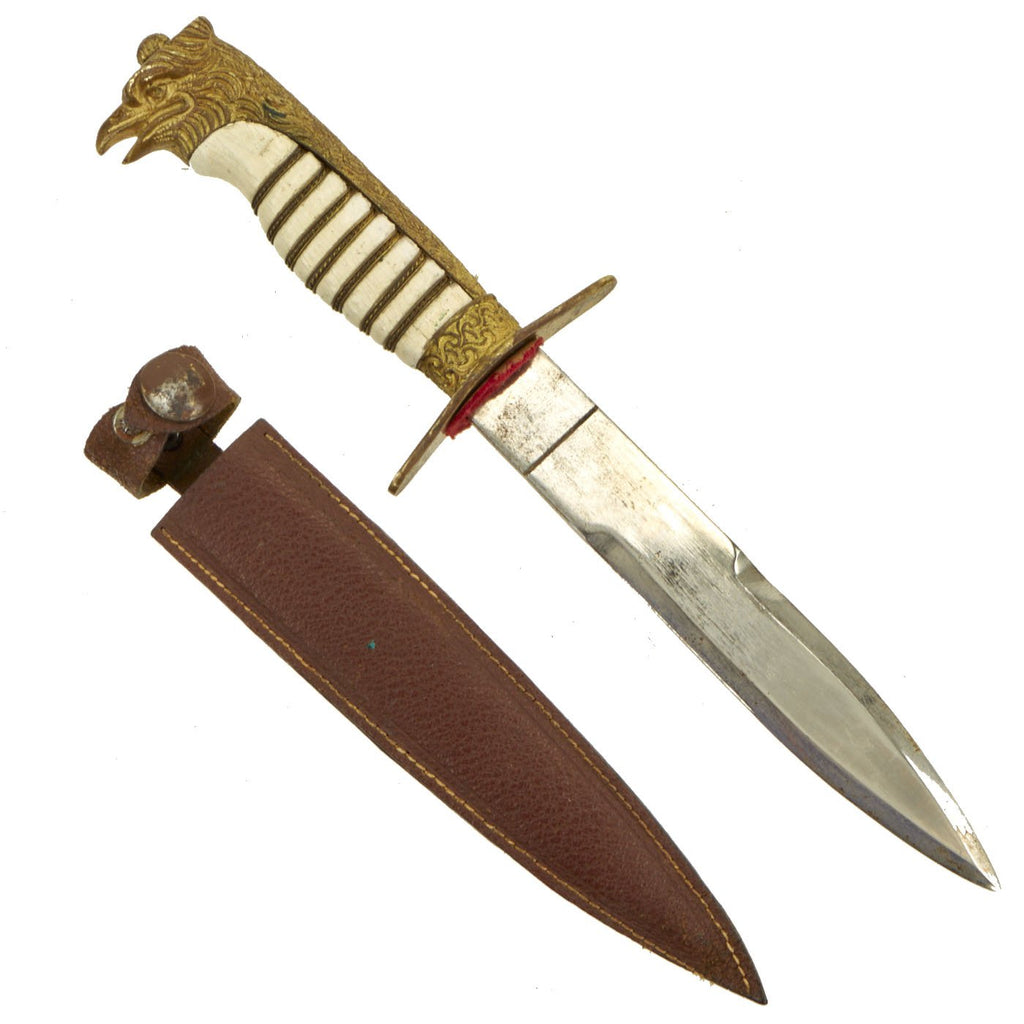 Original Italian WWII Fascist Youth GIL Cadet Dagger with White Grip and Leather Sheath Original Items