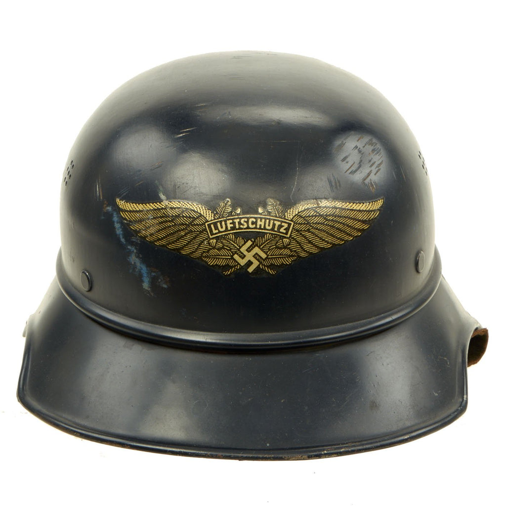 Original German WWII M38 Luftschutz Beaded Gladiator Air Defense Helmet with 59cm Liner - dated 1939 Original Items