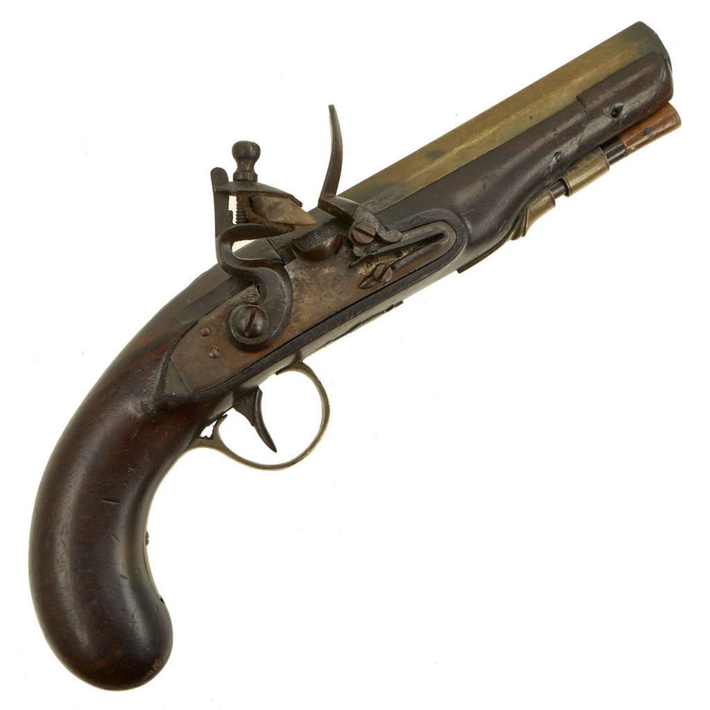 Original English Flintlock Overcoat Pistol with Octagonal Brass Barrel  - Circa 1775-1800 Original Items
