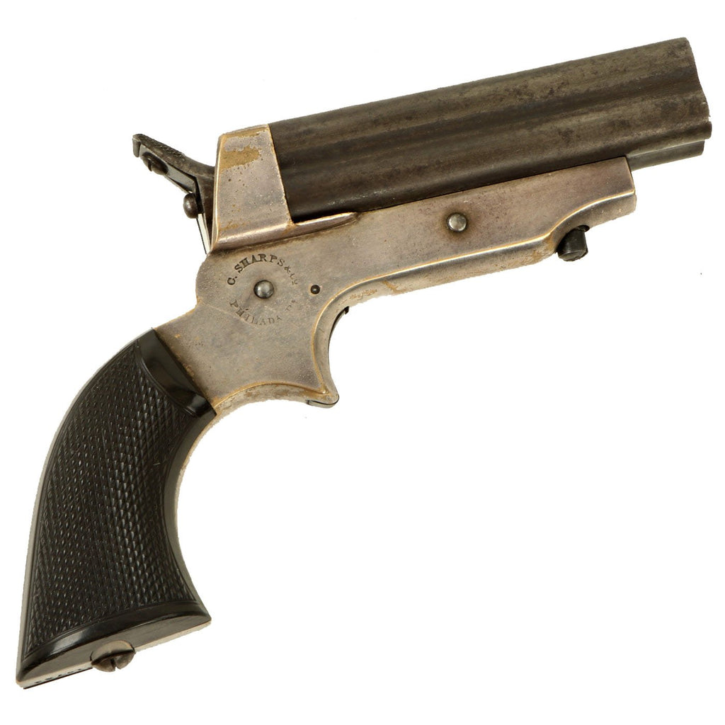 Original U.S. 19th Century Sharps Model 2A .30 Rimfire 4 Barrel Brass Frame Pepperbox Pistol - Serial 19793 Original Items