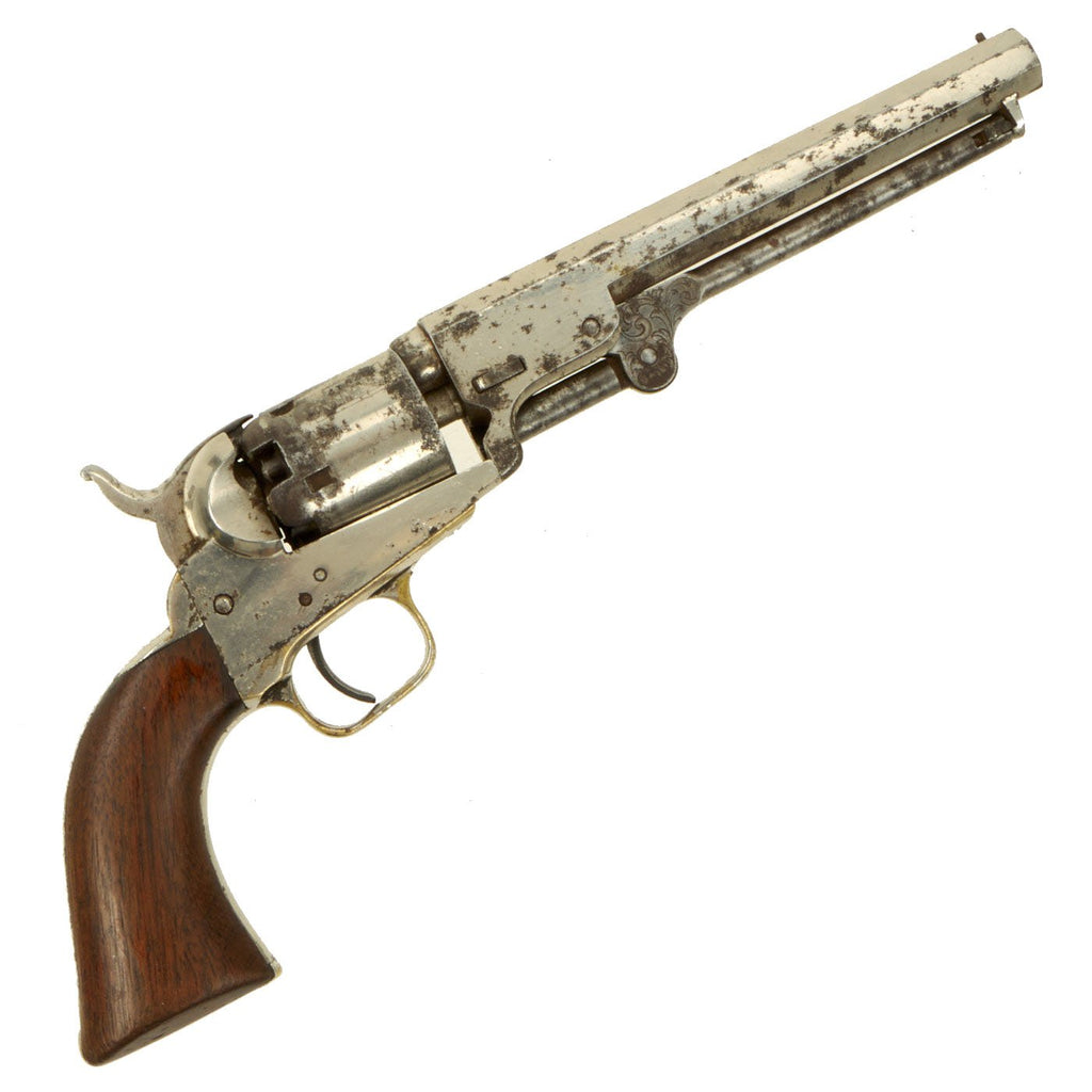 Original U.S. Civil War Nickel Plated Colt M1849 Pocket Percussion Revolver made in 1852 - Serial 27917 Original Items