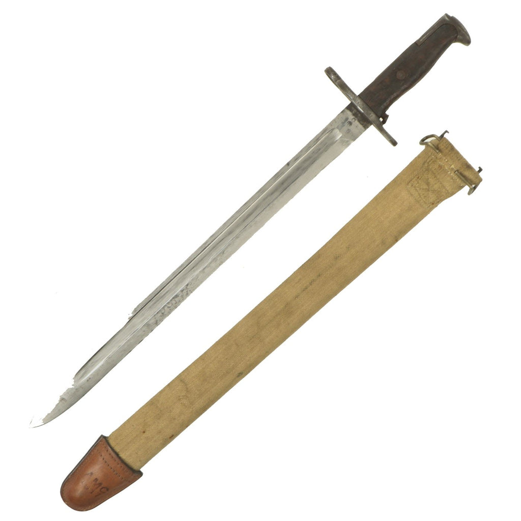 Original U.S. WWI M1905 Springfield 16 inch Rifle Bayonet marked S.A. with M1910 Scabbard - dated 1917 Original Items