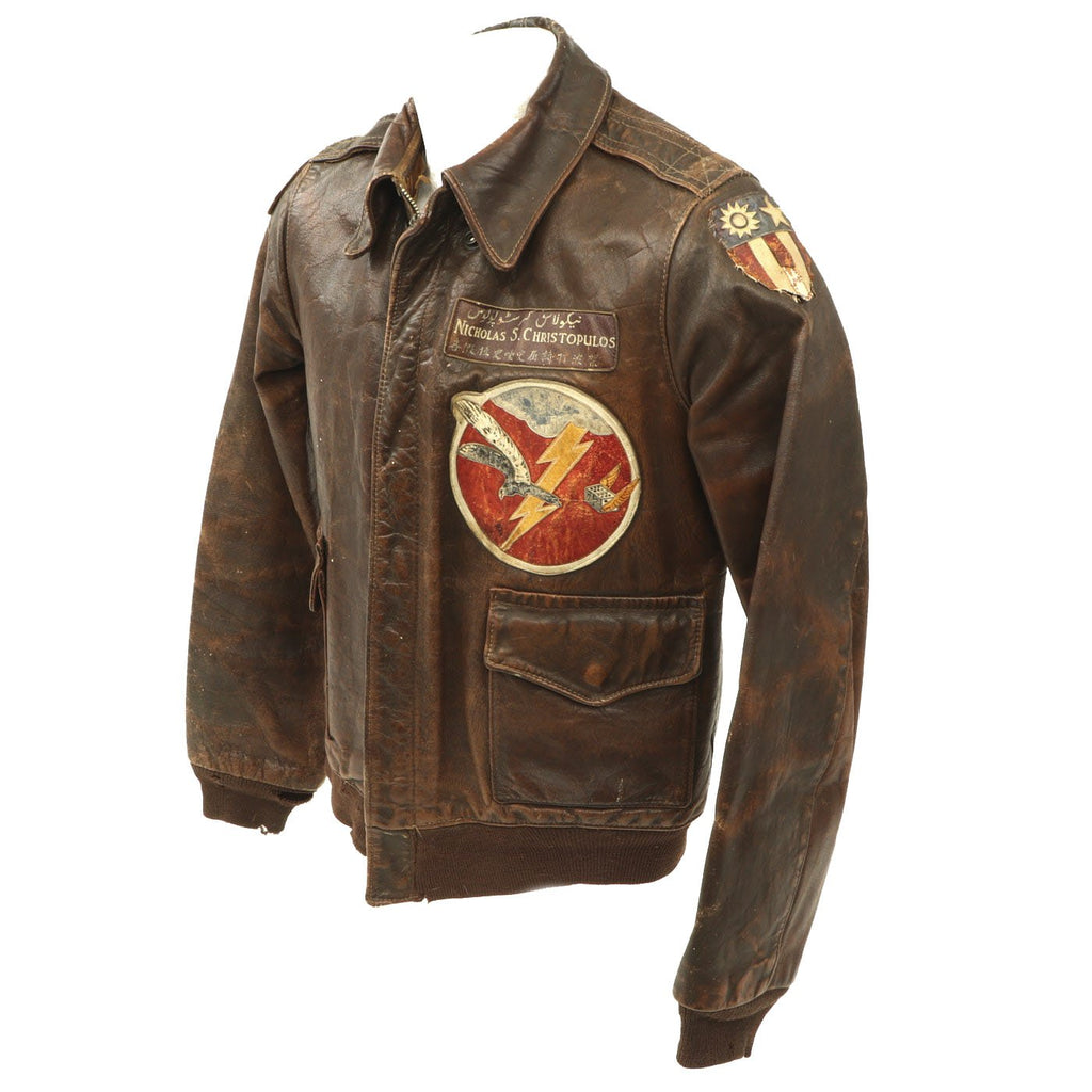 Original U.S. WWII A-2 Flight Jacket C-46 Pilot Nicholas