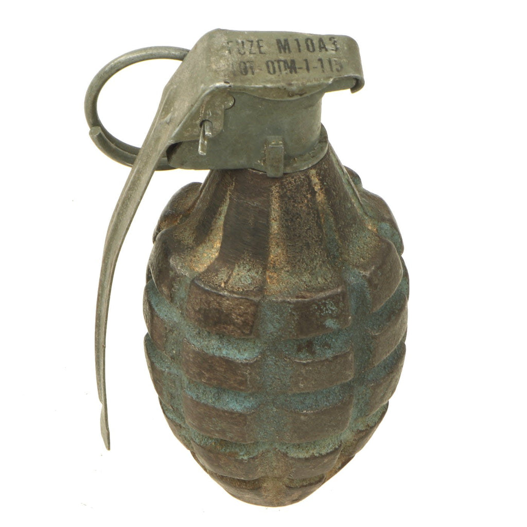 Original U.S. WWII Inert MkII Pineapple Fragmentation Grenade with M10A3 Fuze Original Items